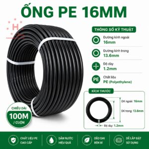 Ống 16mm, dày 1.2mm, 100m/cuộn