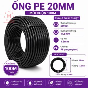 Ống PE 20mm, dày 1.2mm, 100m/cuộn