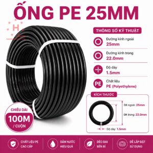 Ống PE 25mm, dày 1.5mm, 100m/cuộn