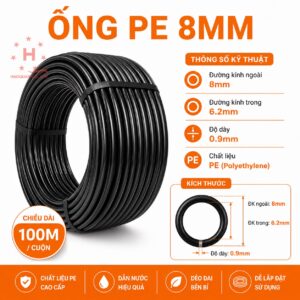 Ống PE 8mm, 100m/cuộn